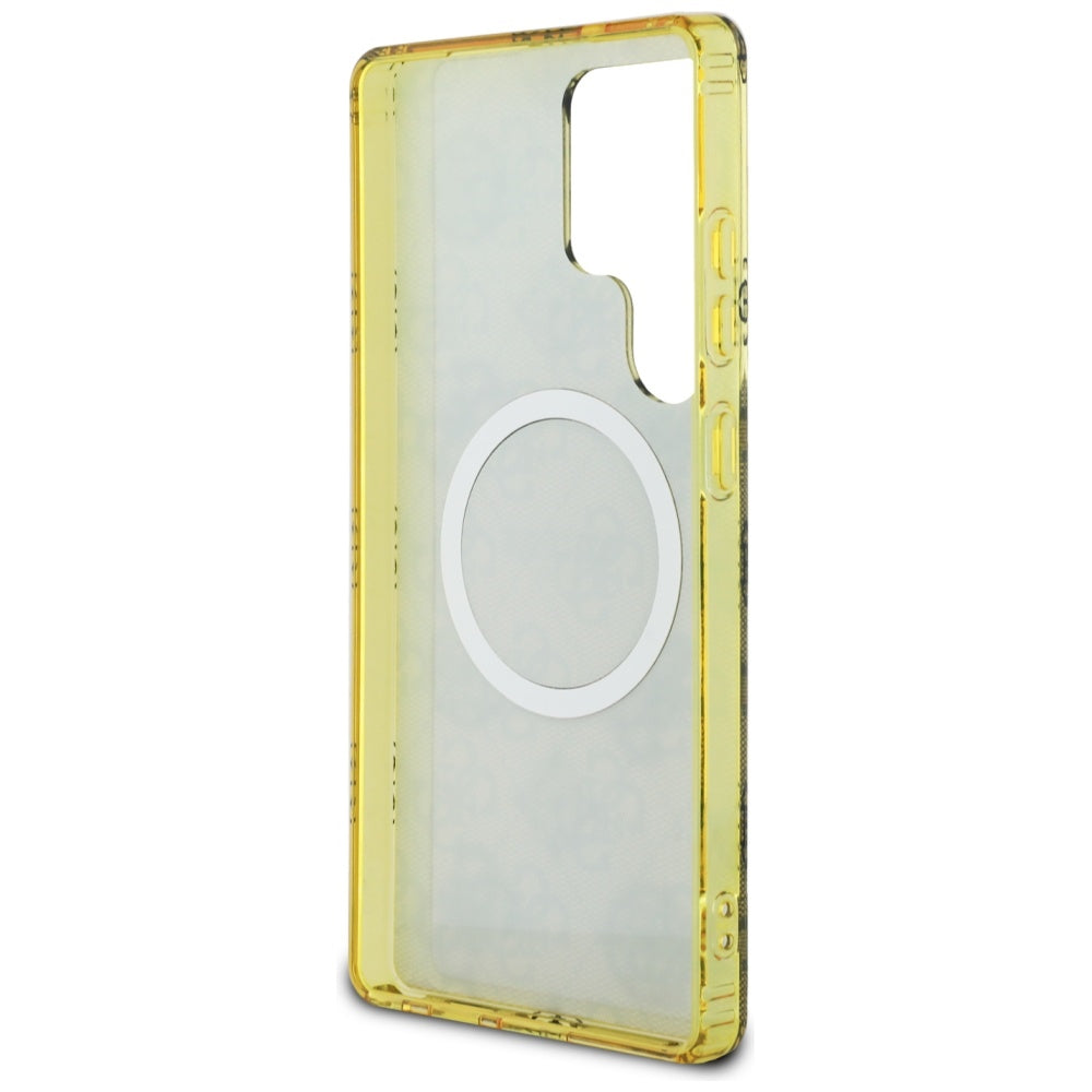 Étui MagSafe pour Samsung Galaxy S25 Ultra S938, Guess, IML Peony On 4G Background, Marron