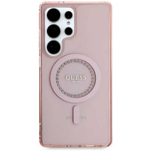 Housse MagSafe pour Samsung Galaxy S25 Ultra S938, Guess, IML Rhinestone, Rose