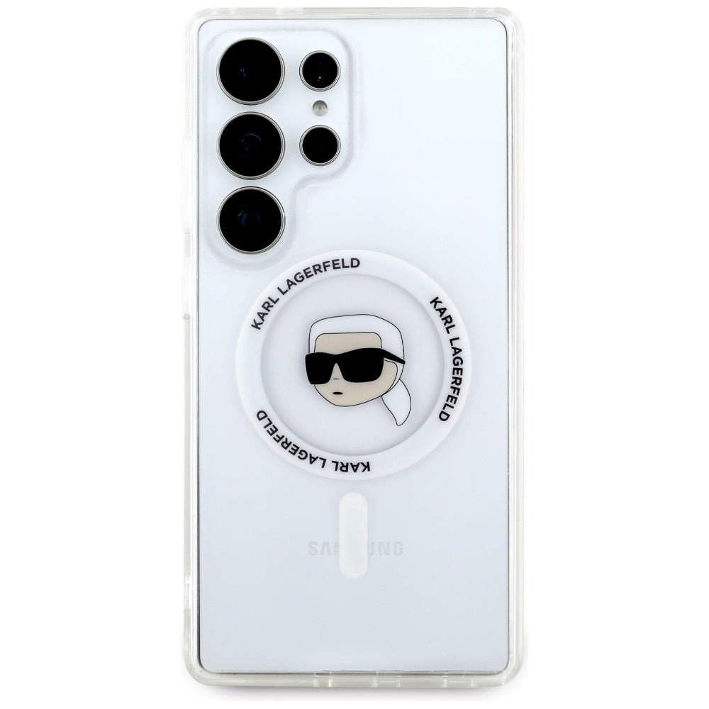 MagSafe Case for Samsung Galaxy S25 Ultra S938, Karl Lagerfeld, IML Karl's Head, White