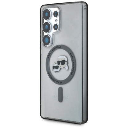 Étui MagSafe pour Samsung Galaxy S25 Ultra S938, Karl Lagerfeld, IML Métal Karl & Choupette's Heads, Noir