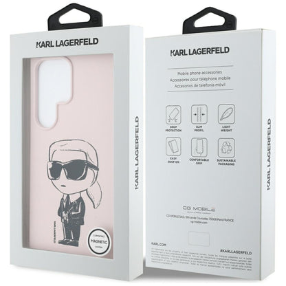 Étui MagSafe pour Samsung Galaxy S25 Ultra S938, Karl Lagerfeld, Silicone Graffiti, Rose