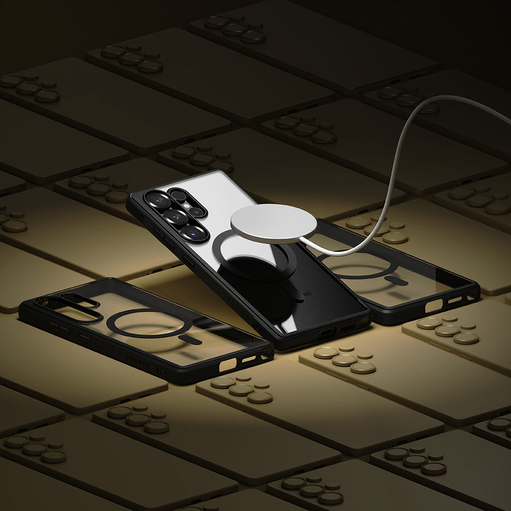 Coque MagSafe pour Samsung Galaxy S25 Ultra S938, Ringke, Fusion Bold, Noire