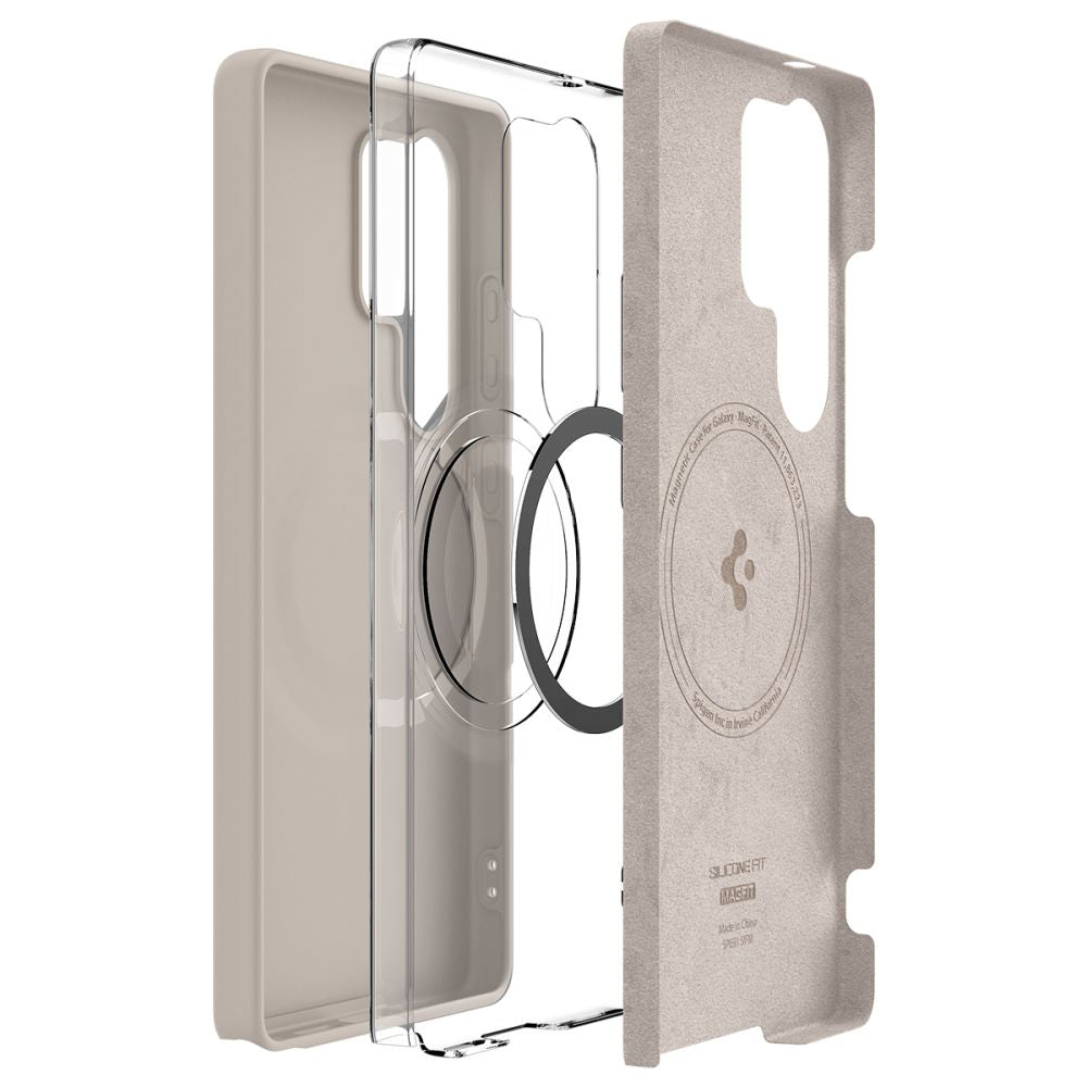Étui MagSafe pour Samsung Galaxy S25 Ultra S938, Spigen, Silicone Fit, Beige
