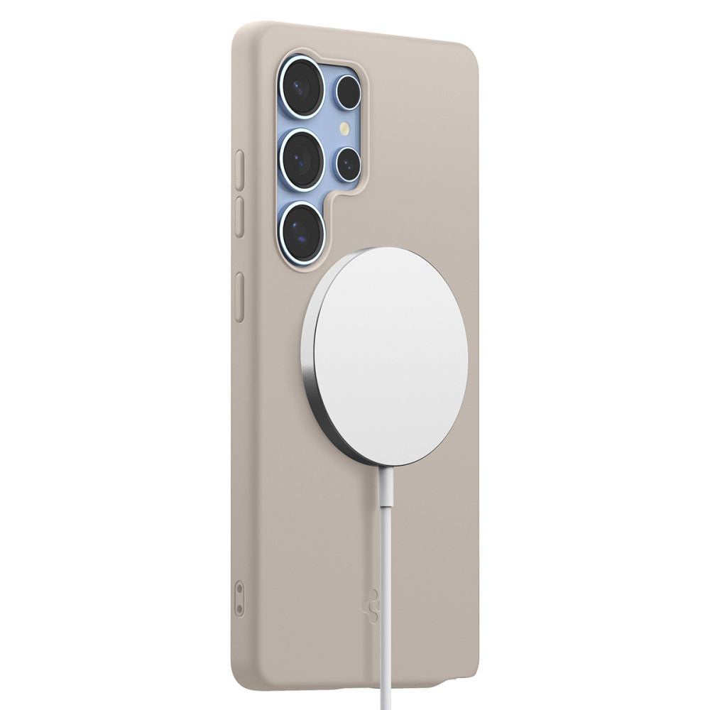 Étui MagSafe pour Samsung Galaxy S25 Ultra S938, Spigen, Silicone Fit, Beige
