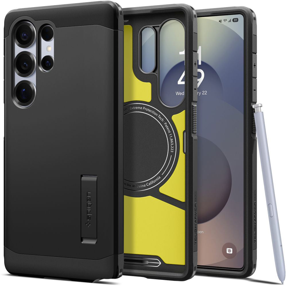 Coque MagSafe pour Samsung Galaxy S25 Ultra S938, Spigen, Tough Armor, Noire