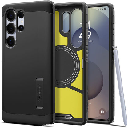 Coque MagSafe pour Samsung Galaxy S25 Ultra S938, Spigen, Tough Armor, Noire