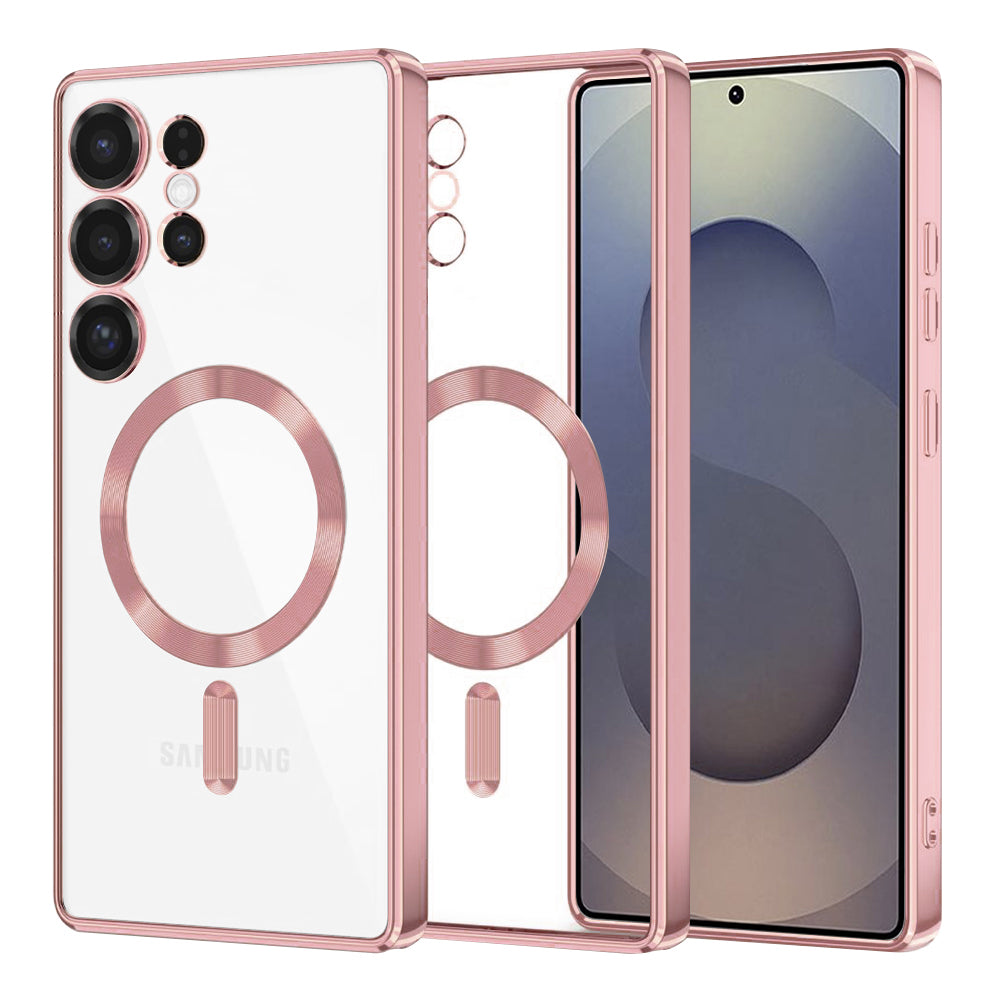 Coque MagSafe pour Samsung Galaxy S25 Ultra S938, Techsuit, Luxury Crystal, Rose