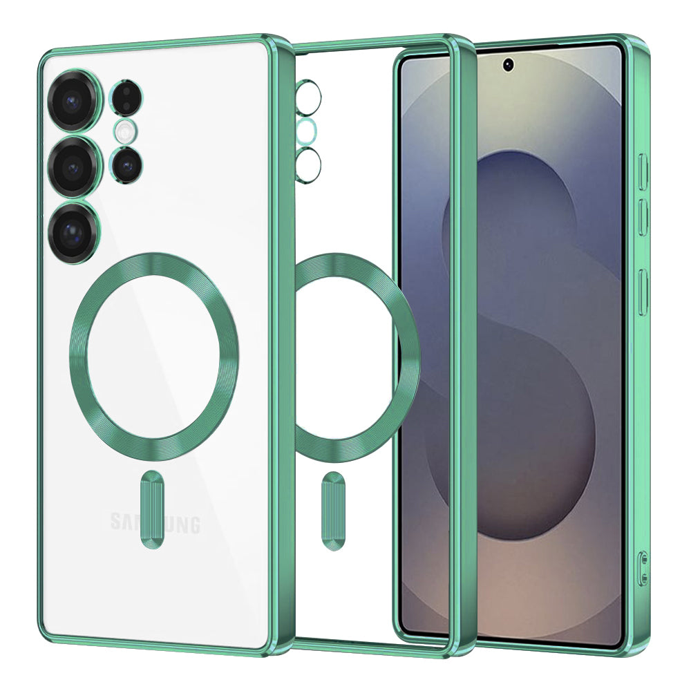 Coque MagSafe pour Samsung Galaxy S25 Ultra S938, Techsuit, Luxury Crystal, Vert Clair