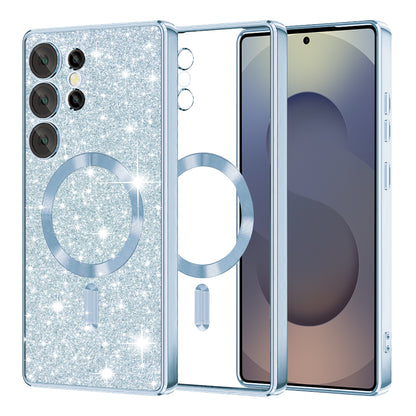 Coque MagSafe pour Samsung Galaxy S25 Ultra S938, Techsuit, Luxury Glitter, Bleu