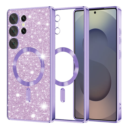 Coque MagSafe pour Samsung Galaxy S25 Ultra S938, Techsuit, Luxury Glitter, Violet Clair