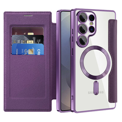 Coque MagSafe pour Samsung Galaxy S25 Ultra S938, Techsuit, SmartMag Book, Violet