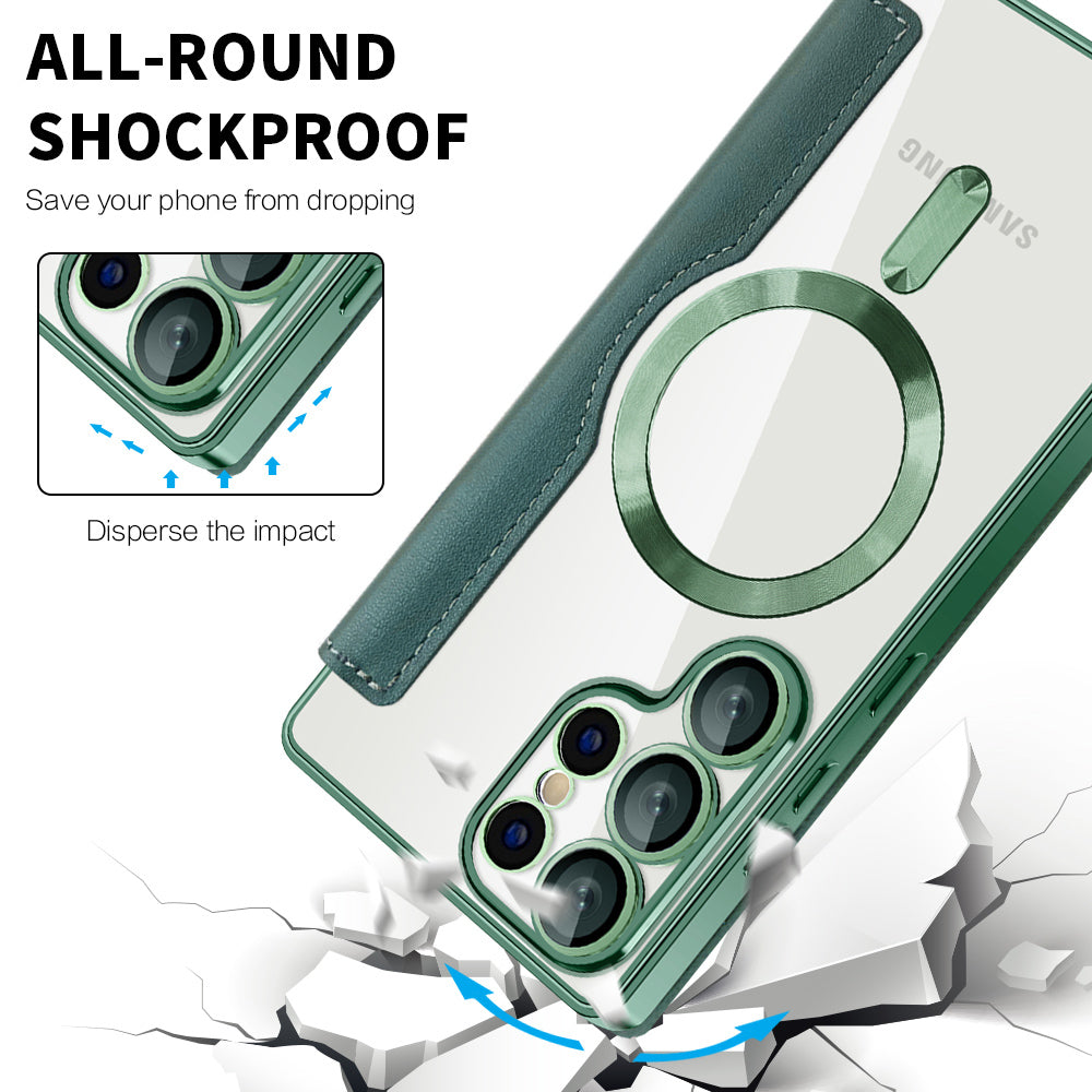 Coque MagSafe pour Samsung Galaxy S25 Ultra S938, Techsuit, SmartMag Book, Vert