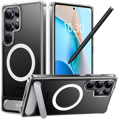 Coque MagSafe pour Samsung Galaxy S25 Ultra S938, Torras, Pstand, Transparente