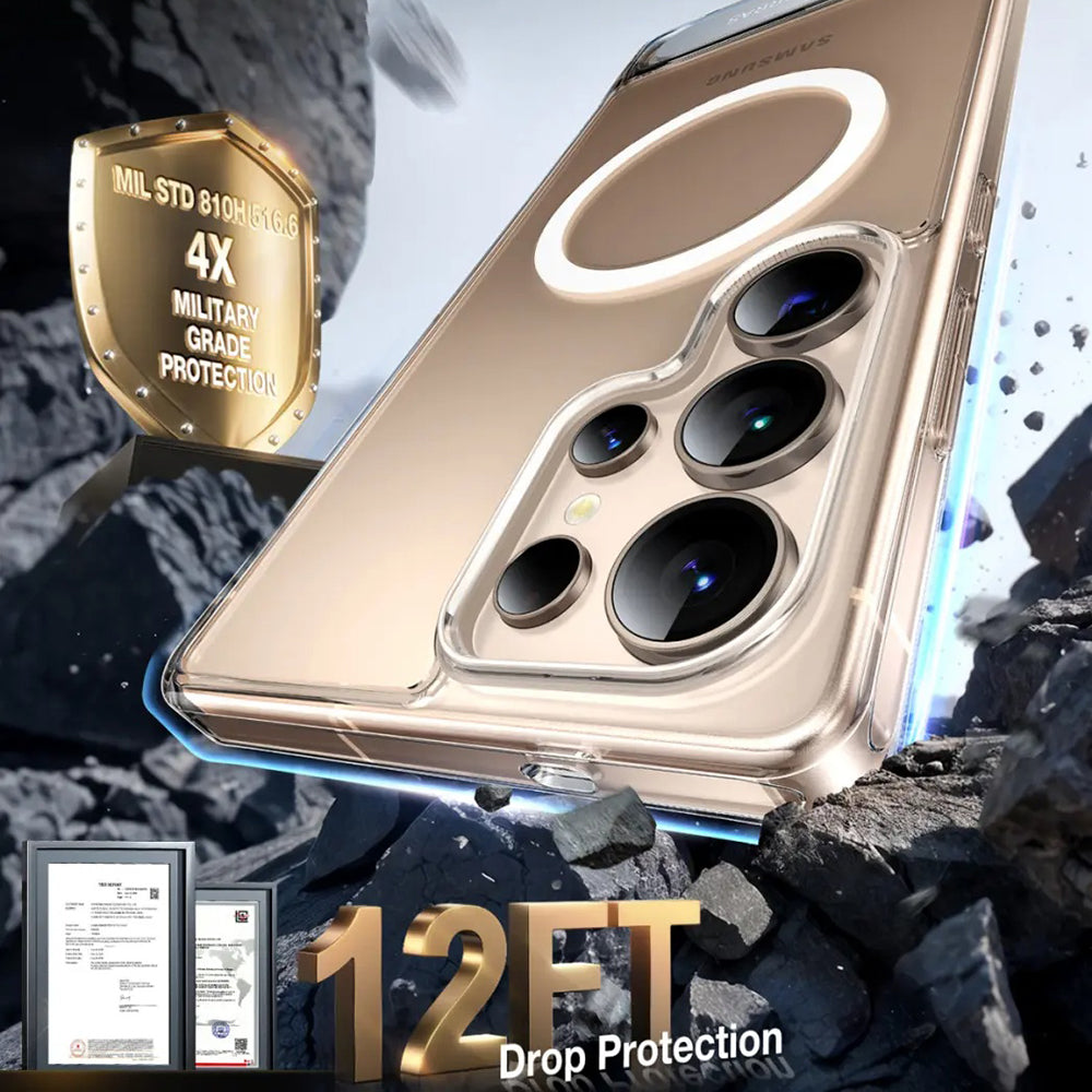 Coque MagSafe pour Samsung Galaxy S25 Ultra S938, Torras, Pstand, Transparente