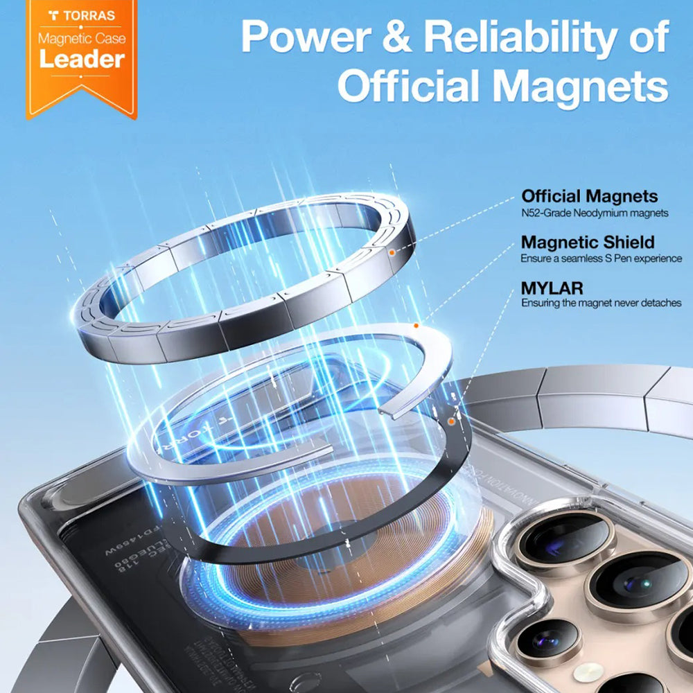 Coque MagSafe pour Samsung Galaxy S25 Ultra S938, Torras, Pstand, Transparente