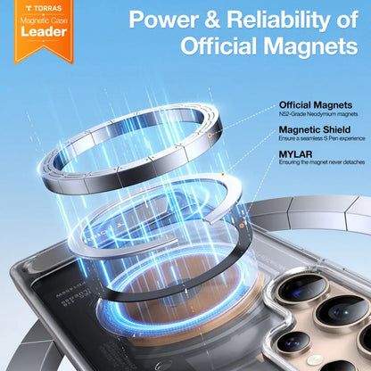 Coque MagSafe pour Samsung Galaxy S25 Ultra S938, Torras, Pstand, Transparente