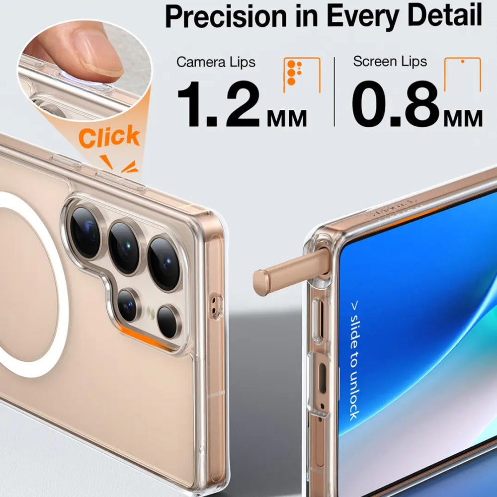 Coque MagSafe pour Samsung Galaxy S25 Ultra S938, Torras, Pstand, Transparente