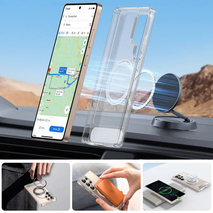 Coque MagSafe pour Samsung Galaxy S25 Ultra S938, Torras, Pstand, Transparente