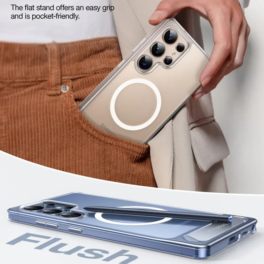 Coque MagSafe pour Samsung Galaxy S25 Ultra S938, Torras, Pstand, Transparente