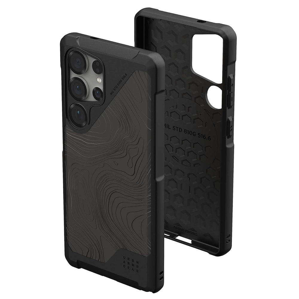Coque MagSafe pour Samsung Galaxy S25 Ultra S938, Urban Armor Gear, Metropolis LT Topography, Noire