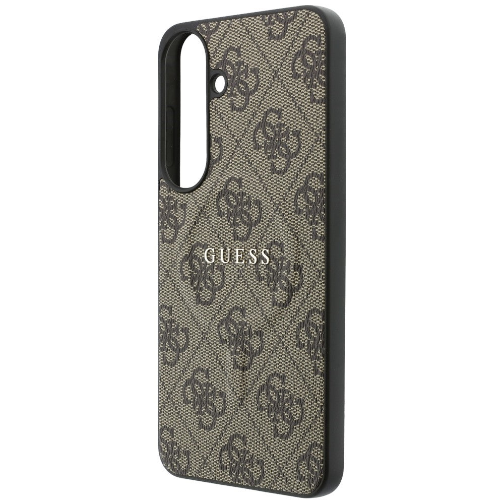 Coque MagSafe pour Samsung Galaxy S26 FE S741, Guess, 4G Embossed Ring Classic Logo, marron