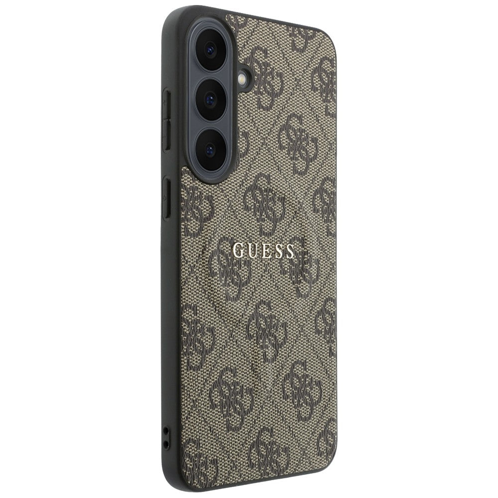 Coque MagSafe pour Samsung Galaxy S26 FE S741, Guess, 4G Embossed Ring Classic Logo, marron