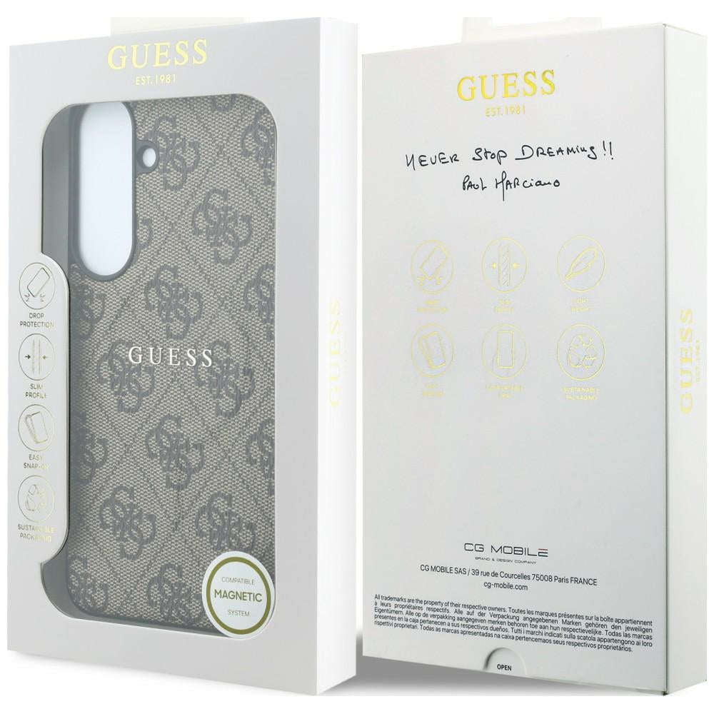 Coque MagSafe pour Samsung Galaxy S26 FE S741, Guess, 4G Embossed Ring Classic Logo, marron