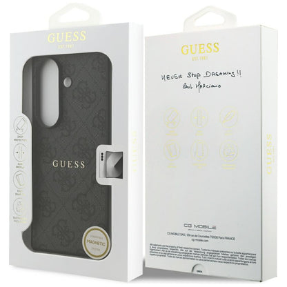 Coque MagSafe pour Samsung Galaxy S26 FE S741, Guess, 4G Embossed Ring Classic Logo, noire