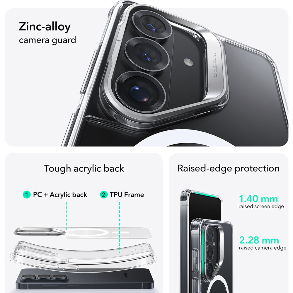 MagSafe Case for Samsung Galaxy S26 Plus S947, ESR, Classic Hybrid Kickstand, Transparent