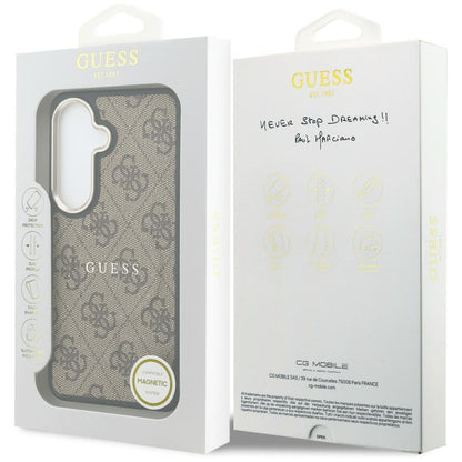 Étui MagSafe pour Samsung Galaxy S26 Plus S947, Guess, 4G Embossed Ring, Marron