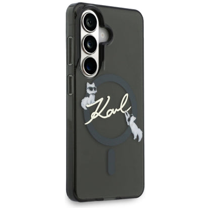 Coque MagSafe pour Samsung Galaxy S26 Plus S947, Karl Lagerfeld, IML Choupette Karl Script Logo, Noire