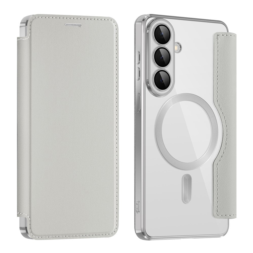 Housse MagSafe pour Samsung Galaxy S26 Plus, Techsuit, SmartMag Book, Gris