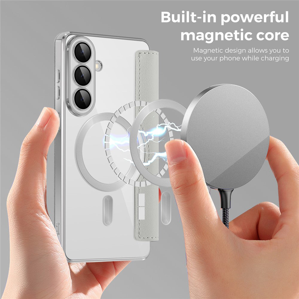Housse MagSafe pour Samsung Galaxy S26 Plus, Techsuit, SmartMag Book, Gris