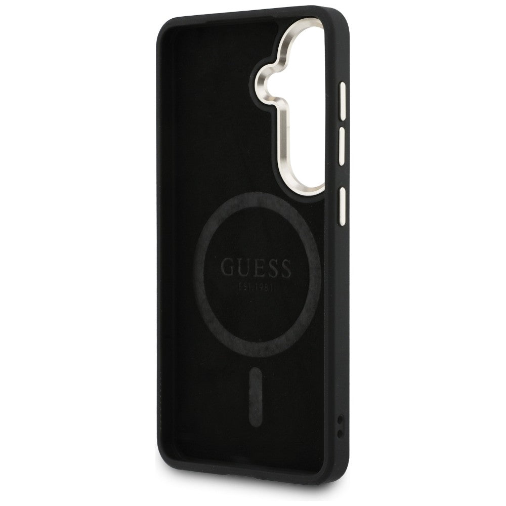 Étui MagSafe pour Samsung Galaxy S26 S942, Guess, 4G Embossed Ring, Noir