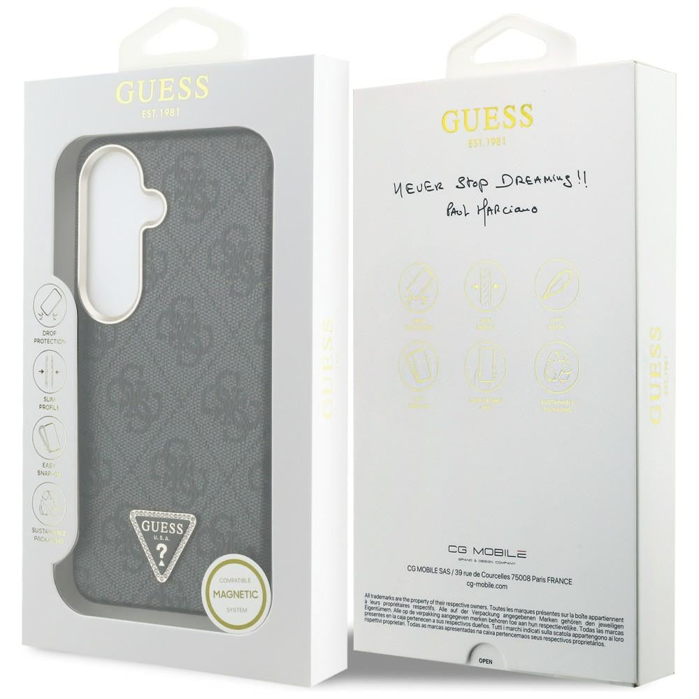 Étui MagSafe pour Samsung Galaxy S26 S942, Guess, logo Triangle 4G, Noir