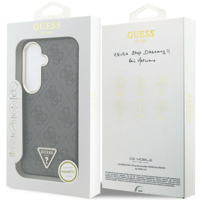 Étui MagSafe pour Samsung Galaxy S26 S942, Guess, logo Triangle 4G, Noir