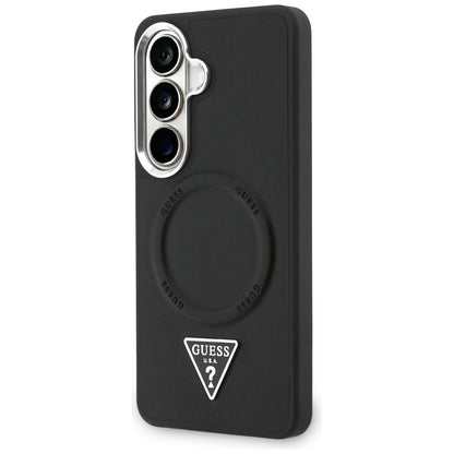 MagSafe Case for Samsung Galaxy S26 S942, Guess, Embossed Ring Triangle Logo, Black