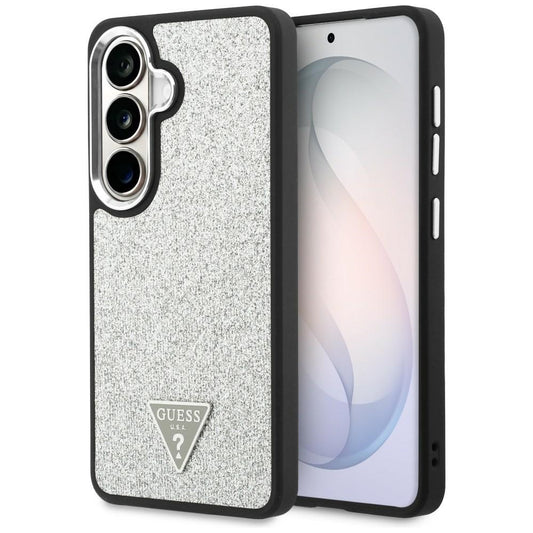 Coque MagSafe pour Samsung Galaxy S26 S942, Guess, Logo Triangle Pailleté Fixe, Argentée