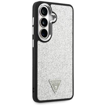 Coque MagSafe pour Samsung Galaxy S26 S942, Guess, Logo Triangle Pailleté Fixe, Argentée