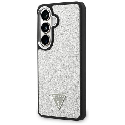 Coque MagSafe pour Samsung Galaxy S26 S942, Guess, Logo Triangle Pailleté Fixe, Argentée