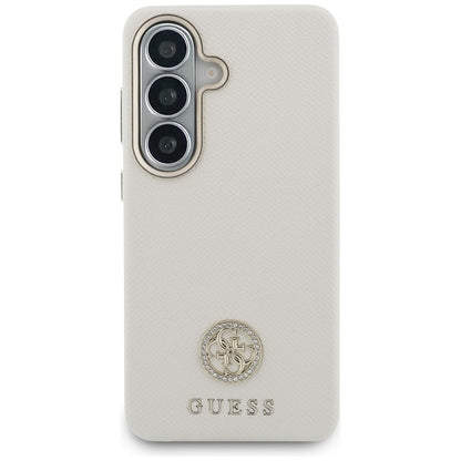 Étui MagSafe pour Samsung Galaxy S26 S942, Guess, Rhinestone Round Logo, Beige