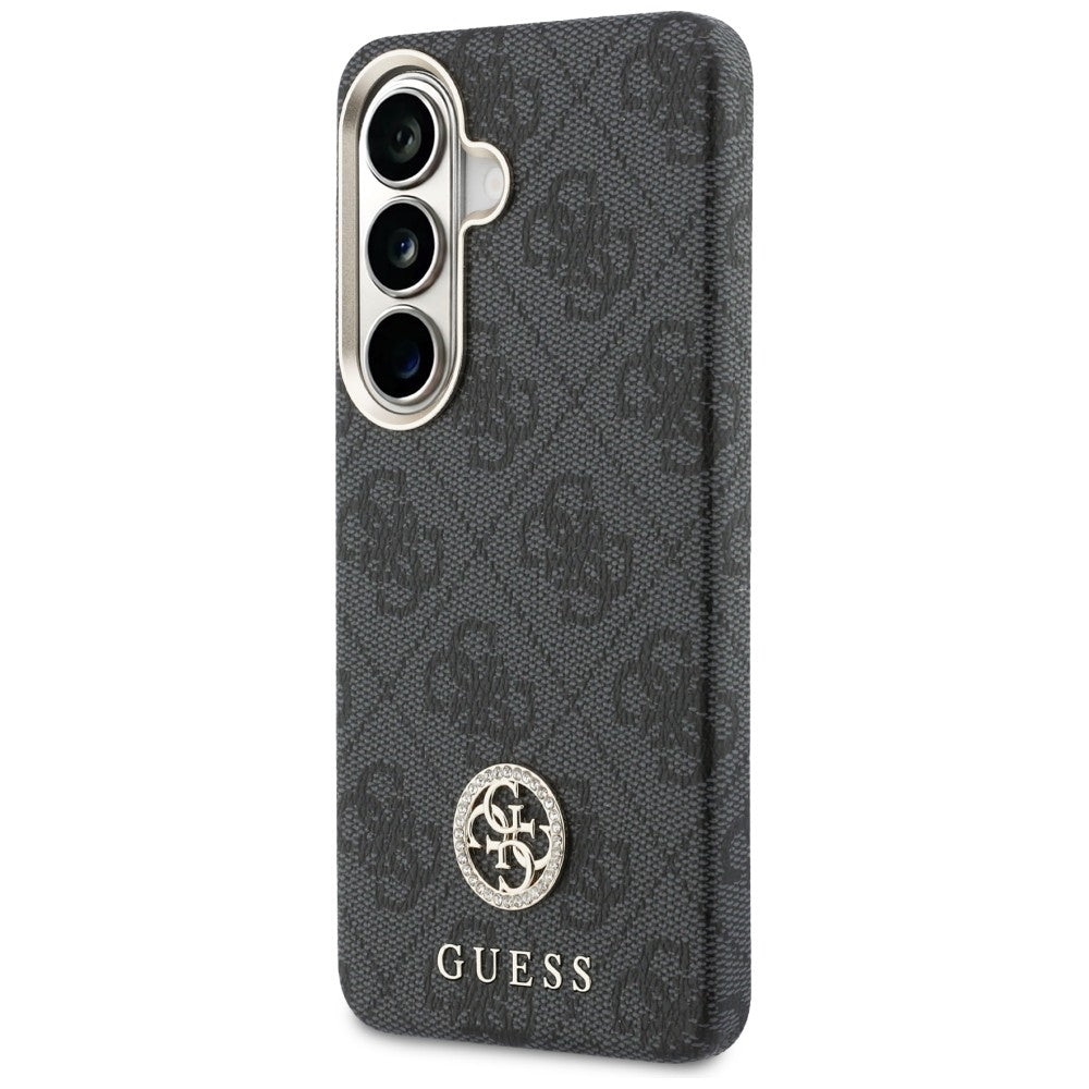 Coque MagSafe pour Samsung Galaxy S26 S942, Guess, Rhinestone Round Logo, Noire