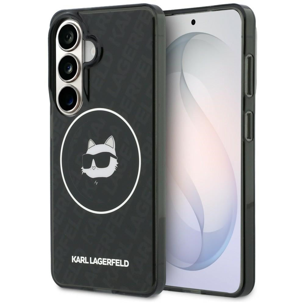 Housse MagSafe pour Samsung Galaxy S26 S942, Karl Lagerfeld, IML Choupette Head on KL Repeated Logo, Noire