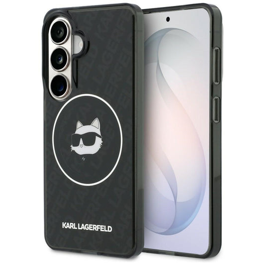 MagSafe Case for Samsung Galaxy S26 S942, Karl Lagerfeld, IML Choupette Head on KL Repeated Logo, Black