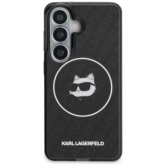 MagSafe Case for Samsung Galaxy S26 S942, Karl Lagerfeld, IML Choupette Head on KL Repeated Logo, Black