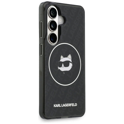 Housse MagSafe pour Samsung Galaxy S26 S942, Karl Lagerfeld, IML Choupette Head on KL Repeated Logo, Noire