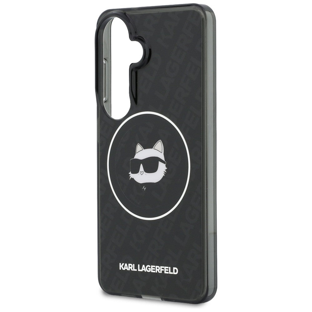 Housse MagSafe pour Samsung Galaxy S26 S942, Karl Lagerfeld, IML Choupette Head on KL Repeated Logo, Noire