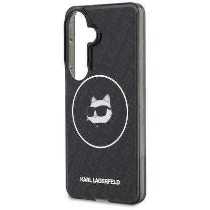 Housse MagSafe pour Samsung Galaxy S26 S942, Karl Lagerfeld, IML Choupette Head on KL Repeated Logo, Noire