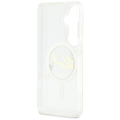 Coque MagSafe pour Samsung Galaxy S26 S942, Karl Lagerfeld, IML Choupette Karl Script Logo, Blanc