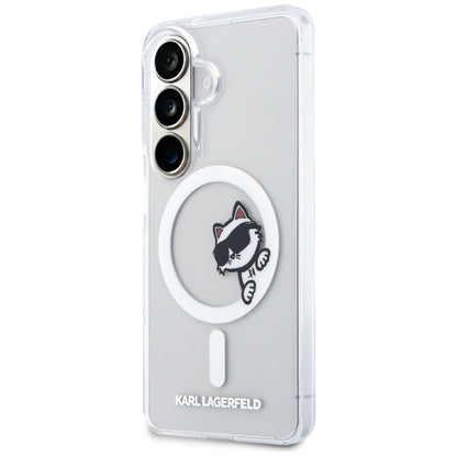 MagSafe Case for Samsung Galaxy S26 S942, Karl Lagerfeld, IML Choupette Peekaboo Logo, White